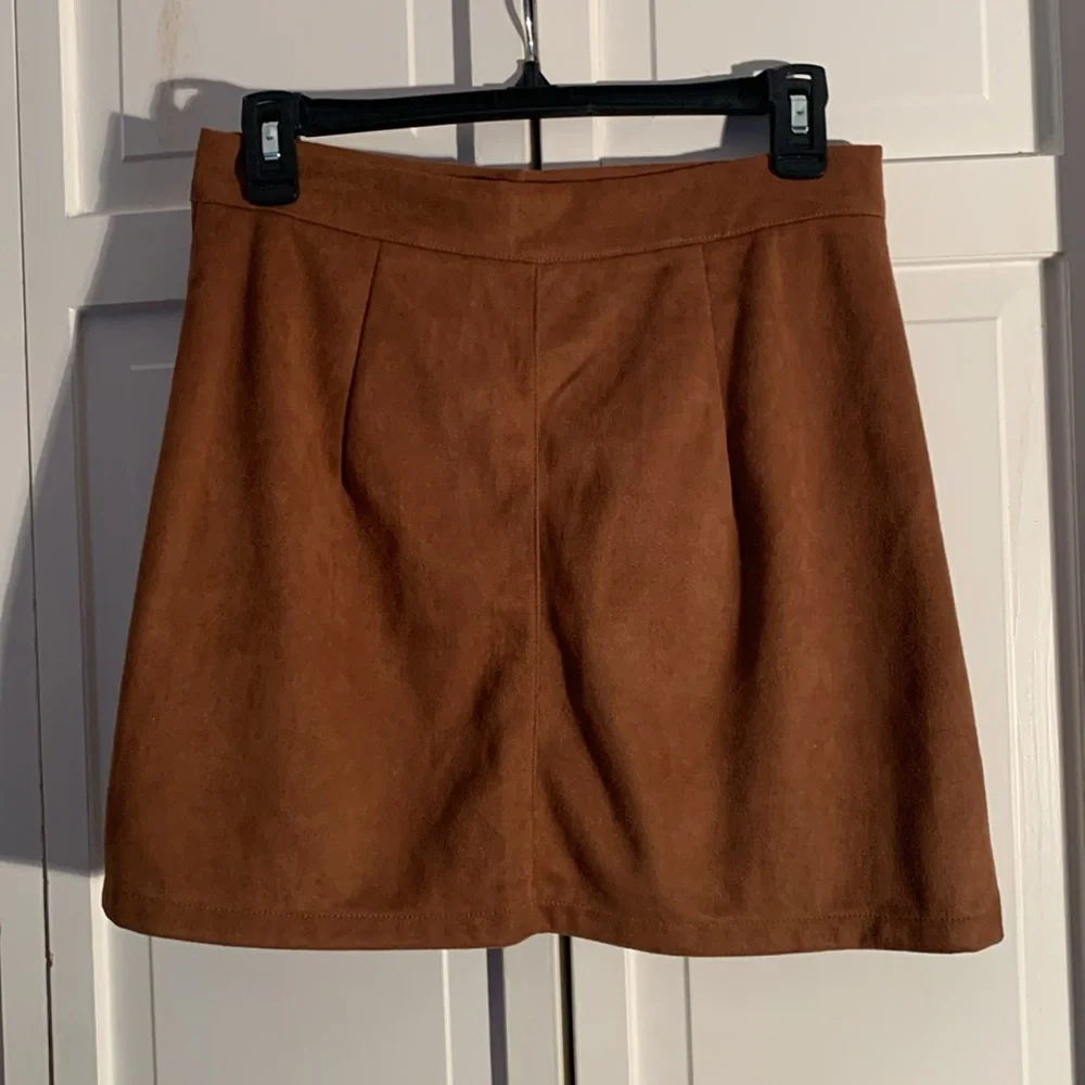 Brown(Camel) Suede A-line Mini Skirt EUC